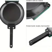 1pc Steel Double Pan, The Perfect Pancake Maker, Nonstick Easy To Flip Pan, Double Sided Frying Pan For Fluffy Pancakes