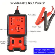 Auto Car Automotive Relay Tester For 12V 4pin And 5 Pin With Battery Clips