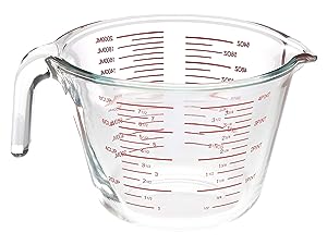 Glass measuring cup set, 4-piece set including 1, 2, 4 and 8 cup sizes, transparent