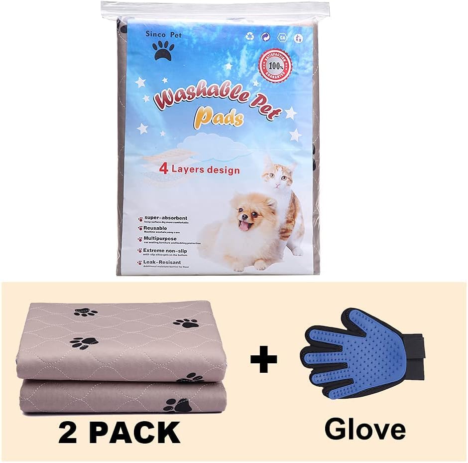 Washable dog urine pads with puppy grooming gloves, puppy urine pads, reusable pet training pads, large dog urine pads, dog mattresses, waterproof pet pads, super absorbent cub pads