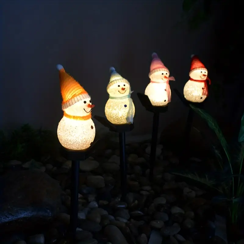 1 Set Solar Snowman Garden Stakes Lights Set, Outdoor Solar Snowman Santa Lights Christmas Yard Decorations, Solar Snowman Stake Lights, Waterproof Snowman Landscape Path Lights, For Patio Yard Porch