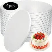 4pcs, Cake Boards Drum 12 Inch Round, 0.5" Thick Cake Drums, Cake Decorating Supplies White Sturdy Cake Corrugated Cardboard For Multi-Layer Cakes