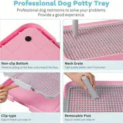 Dog Litter Box, Indoor Pee Pad Holder Puppy Pee Mesh Potty Training Tray Portable Mesh Dog Toilet