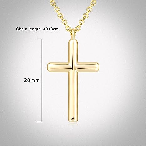 Ladies Cross Necklace 14K Gold Cross Necklace Ladies Golden Cross Pendant Necklace Simple Golden Cross Chain Faith Jewelry Gift Ladies Girl