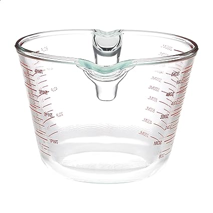 Glass measuring cup set, 4-piece set including 1, 2, 4 and 8 cup sizes, transparent