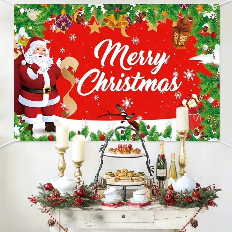 1pc, Merry Christmas Backdrop Snowman Santa Claus Xmas Background 2023 Christmas Decorations, Scene Decor, Festivals Decor, Home Decor, Corridors Decor, Offices Decor, Yard Decor, Christmas Decor