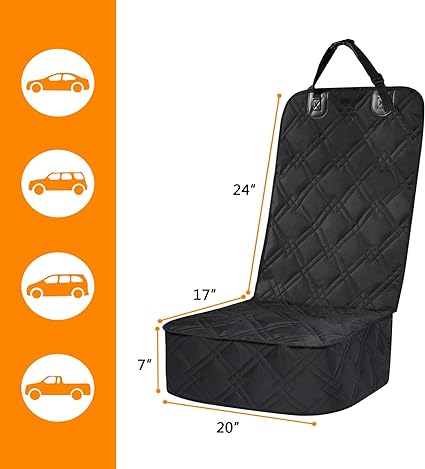 Pet dog car seat cover, suitable for the front seat, durable front seat cover, waterproof heavy-duty scratch-resistant dog car seat, washable non-slip seat cover, with seat belt, suitable for cars, SUVs and trucks