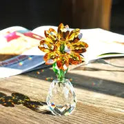 1pc Crystal Clear Sunflower Figurine Table Crystal Flower Collectible Ornament Home Decoration Souvenir Gifts Aesthetic Room Decor Art Supplies Home Decor