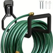 Garden Hose Holder Wall Mount,Heavy Duty Water Hose Hanger For Outside,Metal Hose Reels Hose Rack Hose Hook With 4 Screw For Garden Hose Expandable Hose Water Hose Extension Hose (Black)