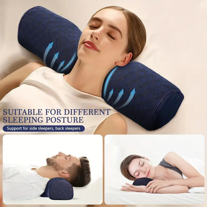 Experience Better Sleep with the Ergonomic Cervical Neck Pillow - Memory Foam Bolster Pillow for Neck Traction and Support