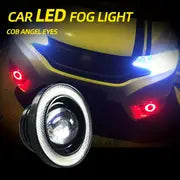 2pcs Universal 3" Led Fog Light Projector White Halo Angel Eye Ring 12V Super Bright High Power 10w Projector For Headlight Car COB DRL Driving Light