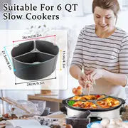 1pc, Reusable Silicone Cooker Liner for Pot and Slow Cooker - Dishwasher Safe and Compatible with 6 Quart Oval Slow Cookers - Divider Liners for Easy Meal Preparation and Cleanup