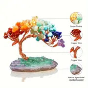 1pc Natural Reiki Crystal Healing 7 Chakra Good Luck Money Tree Crystal Tree With Agate Base - Meditation Spiritual Decor For Good Luck Wealth & Prosperity