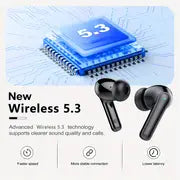 Wireless Earphones, ENC Noise Cancelling V5.3 Earphones, 13MM Horn, 30H Playtime, Built-in Noise Elimination Microphone, Type-C Fast Charging Case, Stereo For IPhone And Android With Digital Display, IPX7 Waterproof