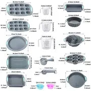 45pcs/set, Silicone Baking Set, Nonstick Bakeware Set Baking Cookie Sheets Cake Muffin Bread Pan, Loaf Pan, Cake Pan, Pizza Pan, Mini Cupcake Mold, Bundt Pan, Charlotte Cake Pan, Measuring Cup And Spoon, Baking Tools