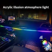 Colorful Acrylic Car Interior Cold Light Line Atmosphere Light Without Wiring Decoration, Car Mounted Voice Controlled Music Rhythm Light Strip