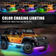 Car Underglow Lights, 4 Pcs Led Strip Lights With Dream Color Chasing, RGB APP Control Underbody Waterproof Light Kit For Trucks, Boats Neon Lamp 12V