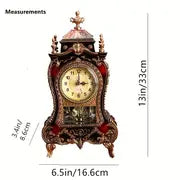 Elegant European-Style Table Clock - Silent Sweep Second Hand, 12 Music Chimes, Antique Base - Battery Powered