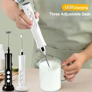 1pc Rechargeable 3-in-1 Electric Milk Frother, Foam Maker, Egg Whisk, and Blender - Portable Cappuccino and Coffee Mixer for Kitchen Supplies