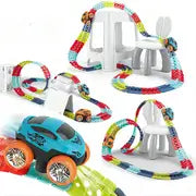 Kids Track Cars For Boys, Flexible Track With LED Light-Up Race Car Set, Anti-gravity Assembled Track Car Birthday Gifts For Kids Christmas, Halloween, Thanksgiving Gift