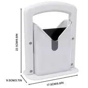 1pc Stainless Steel Bagel Guillotine Slicer With Safety Handle - Knife And Holder Guide For Easy And Fast Bagel And Hamburger Bun Cutter (White)