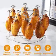 1pc Kitchen Air Fryer Rack Accessories BBQ Grill Tray Basket Stand Roasting Meat Food Holder Tool For Household Picnic Camping Independence Day Halloween Christmas Wedding Birthday Party Supplies Camping BBQ Accessories Beech Vacation Essential