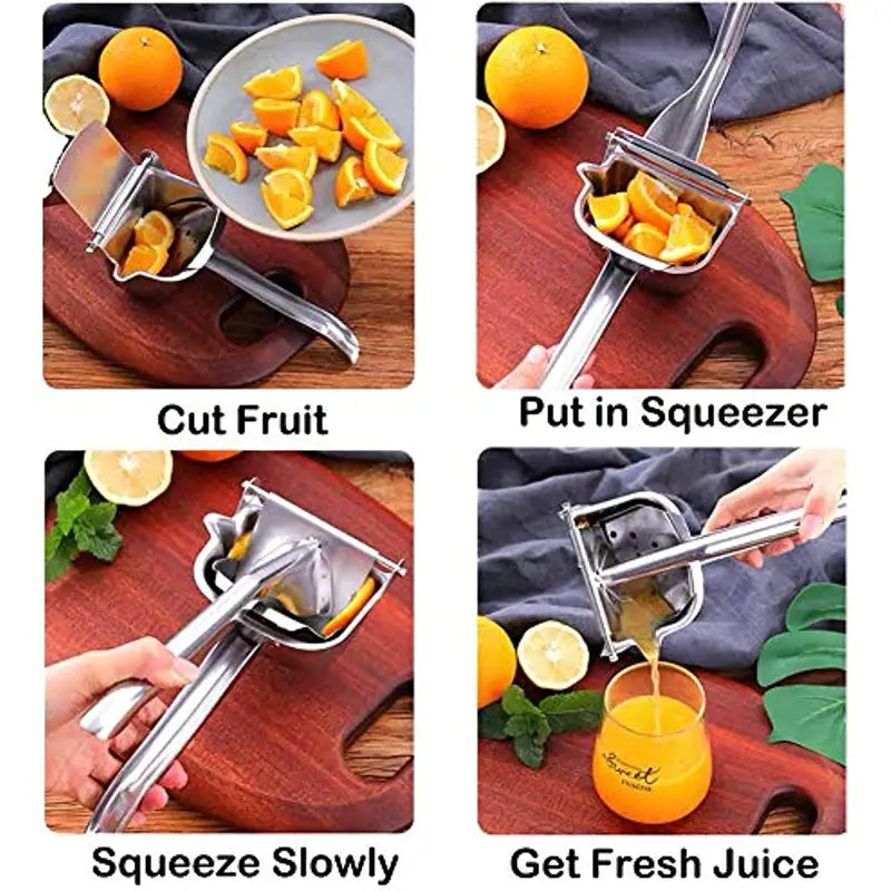 Freshly Squeezed Juice at Home: 1pc Manual Juicer with Large Capacity Stainless Steel Citrus Press for Pomegranate, Orange, Watermelon, Grape Juice - Preserve Nutrients for Healthy Homemade Juice!