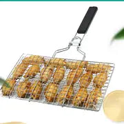 Upgrade Your BBQ Game with This Large Capacity Folding Stainless Steel Barbecue Mesh Basket!