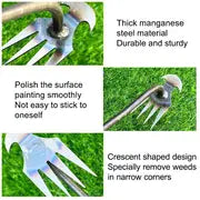 1pc Weed Puller With 4 Teeth, Manganese Steel Forged Gardening Hand Tools, Dual Purpose Weed Remover Tool For Yard, High Strength