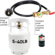 1pack New Updated With Pressure Gauge 36" Propane Refill Adapter Hose,350PSI High Pressure Camping Grill(QCC/Type1 Inlet) 1LB Propane Gas Tank Adapter Connector With ON-Off Control Valve