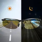 1pc Men's Polarized Photochromic Sunglasses, Day And Night Driving Night Vision Fishing Sunglasses