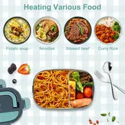 Electric Lunch Box Portable Food Warmer For Car/Home/Truckers Leak Proof Lunch Heater With Removable Stainless Steel Container 60W 50.72oz 2in1 110V/12V