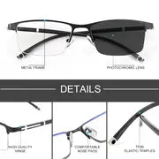 1pc Men's Smart Photochromic Progressive Multifocal Glasses,unisex Glasses TR90 Computer Auto Zoom Glasses