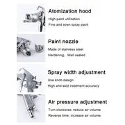 13.53oz Spray Gun Professional Pneumatic Airbrush Sprayer Alloy Painting Atomizer Tool With Hopper For Painting Cars