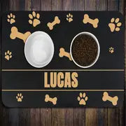 Personalized Dog Feeding Mat, Paw Pattern PU Leather Pet Placemat, Durable And Waterproof Dog Food Bowl Water Bowl Mat