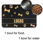 Personalized Dog Feeding Mat, Paw Pattern PU Leather Pet Placemat, Durable And Waterproof Dog Food Bowl Water Bowl Mat