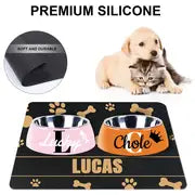 Personalized Dog Feeding Mat, Paw Pattern PU Leather Pet Placemat, Durable And Waterproof Dog Food Bowl Water Bowl Mat