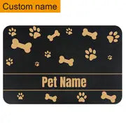 Personalized Dog Feeding Mat, Paw Pattern PU Leather Pet Placemat, Durable And Waterproof Dog Food Bowl Water Bowl Mat