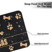 Personalized Dog Feeding Mat, Paw Pattern PU Leather Pet Placemat, Durable And Waterproof Dog Food Bowl Water Bowl Mat