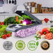 12pcs/16pcs/Set, Vegetable Chopper, Multifunctional Fruit Slicer, Handle Food Grater, Vegetable Slicer, Cutter With Container, Onion Mincer Chopper With Multiple Interchangeable Blades, Household Potato Shredder, Kitchen Stuff, Kitchen Gadgets