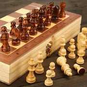 Premium Solid Wood Chess Set - 3-in-1 Foldable Board Game For Fun Puzzle Solving Halloween/Thanksgiving Day/Christmas gift