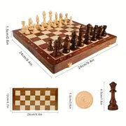 Premium Solid Wood Chess Set - 3-in-1 Foldable Board Game For Fun Puzzle Solving Halloween/Thanksgiving Day/Christmas gift