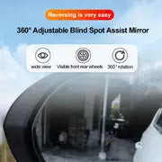 2pcs 360 Degree 360° Rotatable 2 Side Car Blind Spot Convex Mirror Exterior Rear View Reversing Parking Auxiliary Mirror Safety Driving
