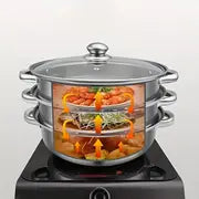 3pcs Stainless Steel Steamer, Thickened Material, Durable And Easy To Wash!