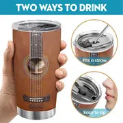 1pc Guitar Tumbler Cup With Lid 20oz Stunning Detailed Guitar Image With Chord Chart Kitchen Grade Stainless Steel Double Wall Insulation Mug