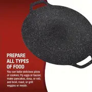 1pc Cast Iron Pan, Pizza Pan, Double Handled Cast Iron BBQ Pan For Dosa, Tortillas, Nonstick Round Griddle Grill Pan For BBQ, Round BBQ Griddle With Handle, Multifunctional Stove Plate For Meats, Pancakes, Kitchen Accessories
