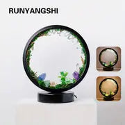 1pc LED Rechargeable Bedside Lamp, Natural Quartz Forest Healing Crystal Night Light, Bedroom Desk Network Circle Decorative Light, USB Powered