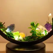 1pc LED Rechargeable Bedside Lamp, Natural Quartz Forest Healing Crystal Night Light, Bedroom Desk Network Circle Decorative Light, USB Powered