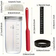 1set, Sourdough Starter Jar, For Sourdough Bread Baking, Sourdough Starter Kit With Date Marked Feeding Band, Thermometer, Scraper, Sourdough Container Sewn Cloth Cover & Metal Lid, Baking Accessories