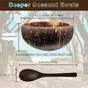 2pcs, Natural Coconut Bowl Set - Creative Salad, Noodles, Yogurt, and Cereal Bowls for Dinner and Breakfast - Kitchen Stuff and Dinnerware for Home and Restaurant Use